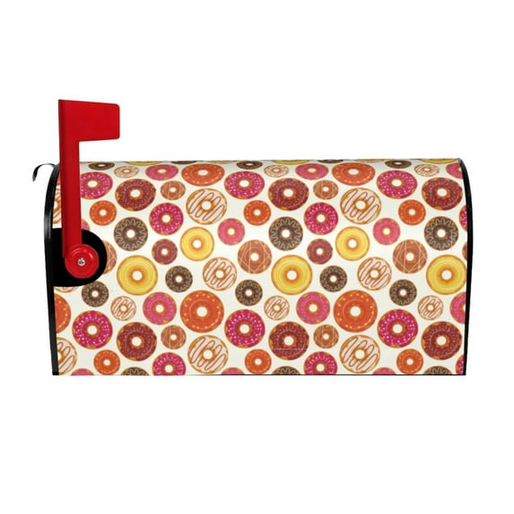 Gukieu Donut Print Magnetic Mailbox Cover, Sun-proof and Waterproof Home Yard Mailbox Cover-25.5x21 in