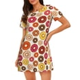 thumbnail image 1 of Gukieu Donut Print Women's Nightgown, A-line Round Neck Short-sleeved Nightgown Pajamas Home Wear Suitable for Home and Outing, 1 of 6