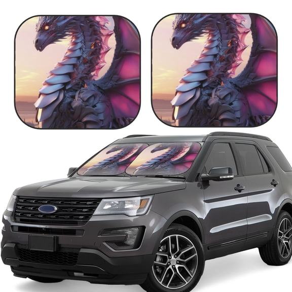 Gukieu Dragon Print Car Windshield Sun Visor, Foldable Anti-UV Car Sun Visor Suitable for Vans, Trucks Car Accessories-Medium