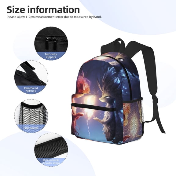 Gukieu Dreamy Forest Elf Print Backpack, Waterproof Backpack with Adjustable Shoulder Straps, Suitable for Campus, Business, Travel, Unisex