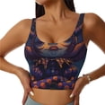 thumbnail image 1 of Gukieu Dreamy Jester Under Stars Print Women's Sports Vest, Low-neck U-shaped Removable Pad Sports Bra for Yoga, Exercise, Dance-Large, 1 of 8