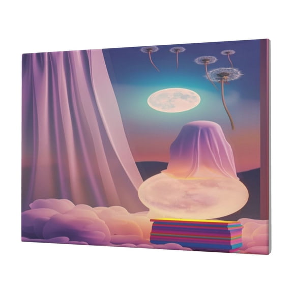Gukieu Dreamy Moonlit Window Print Horizontal Canvas Decorative Painting 12x16 Inch Shrinkage Resistant Frame Hanging Home Wall Art Decor