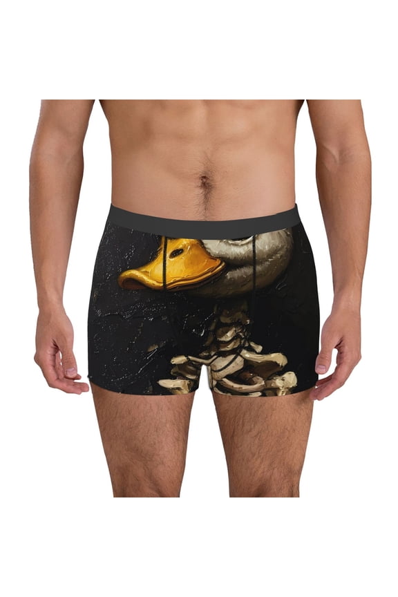 Duck Bones Print Men's Boxer Briefs, High Elastic Moisture Wicking Boxer Briefs Underwear-Large