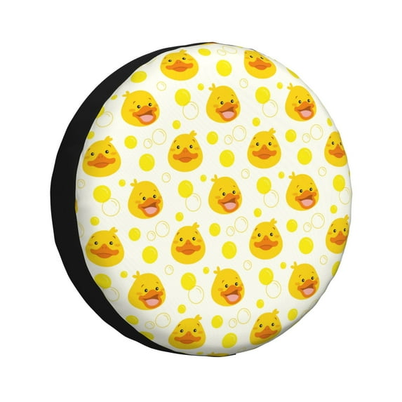 Gukieu Ducky Cartoon Print Car Tire Cover, Adjustable Waterproof and Dustproof Tire Protection Cover, Suitable for SUV, Truck, Van-16 inch