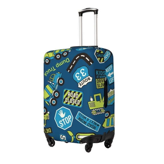 Gukieu Dump Truck Print Suitcase Protective Cover, Elastic Zipper Buckle Suitcase Protective Cover, Suitable for Travel, Business Trip-Small