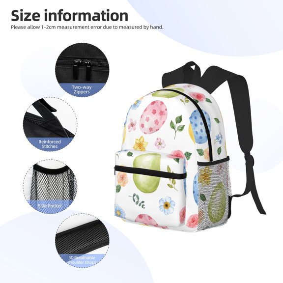 Gukieu Easter Egg3 Print Backpack, Waterproof Backpack with Adjustable Shoulder Straps, Suitable for Campus, Business, Travel, Unisex