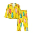 thumbnail image 1 of Gukieu Easter eggs (2) Print Women's Long Sleeve Pajama Set, Button Top Elastic Pocket Pajama Pants Two Piece Set Home Wear-XX-Large, 1 of 7