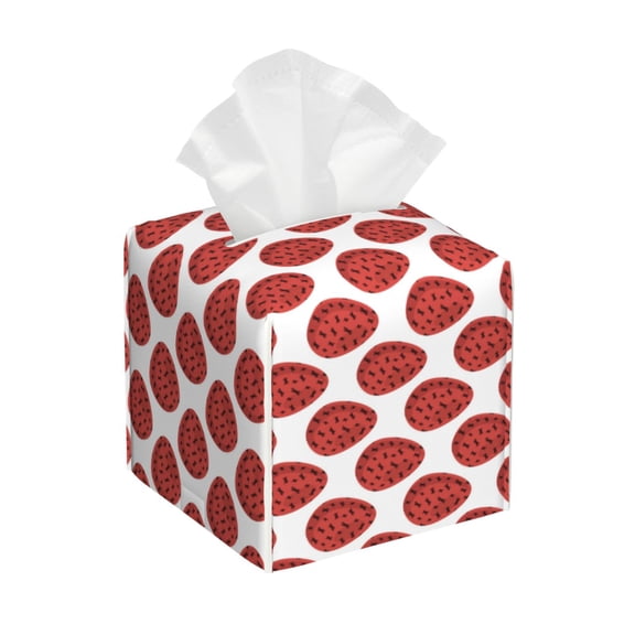 Gukieu Easter eggs Print Leather Tissue Box, PVC Waterproof Velcro Opening and Closing Square Tissue Box Holder, Suitable for Home and Office Decoration