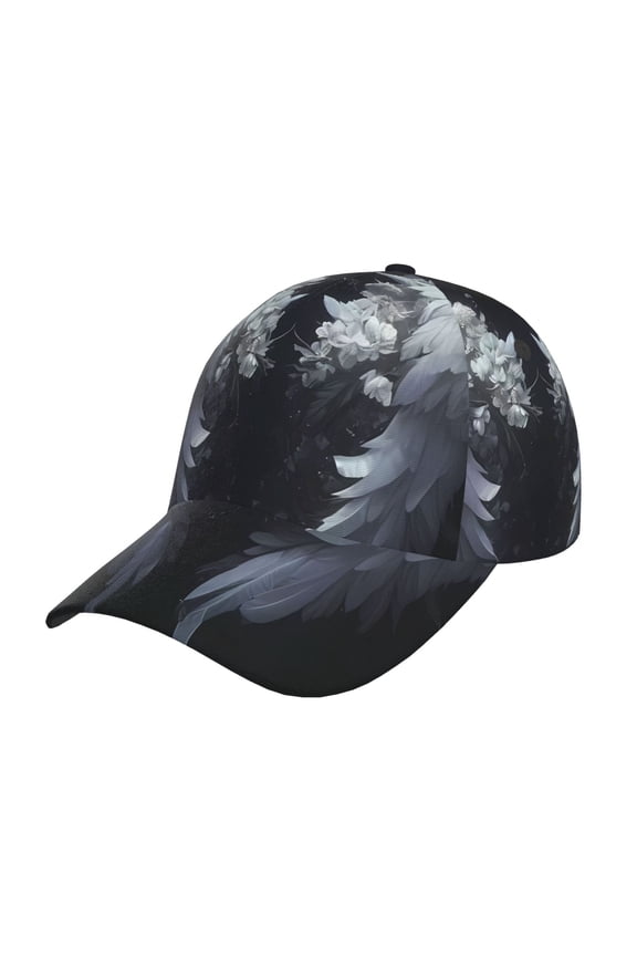 Elegant Feathered Floral Wings Prin Baseball Cap, Adjustable Sweat-wicking Daily,Travel, Sports Cap, Unisex