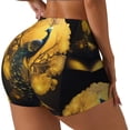 thumbnail image 1 of Gukieu Elegant Gold Leaf Peacock Print Women's Sports Shorts, Elastic Waist High Stretch Running Yoga Gym Sweatpants-X-Large, 1 of 8