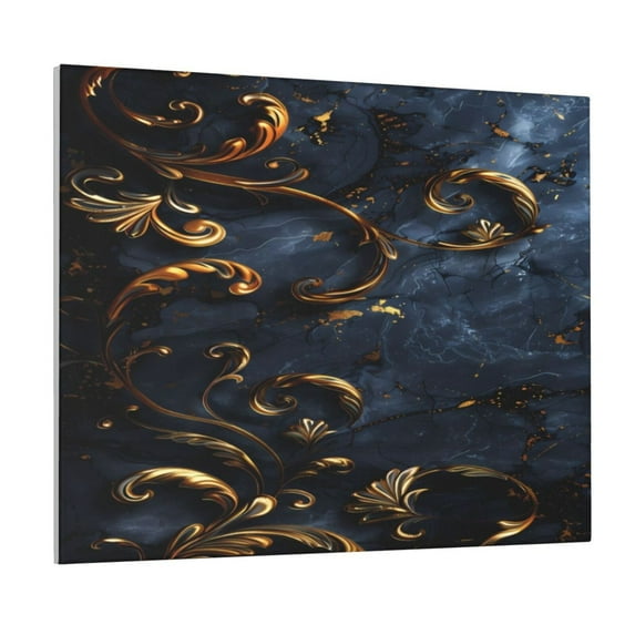 Gukieu Elegant Gold Scrollwork Print Canvas Decorative Hanging Painting, Waterproof Art Wall Decoration with Frame, Suitable for Living Room, Bedroom