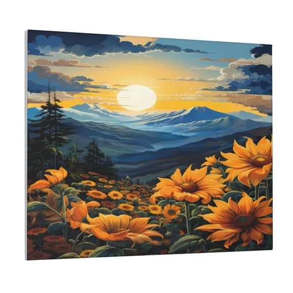 Gukieu Elegant Sunset Sunflower Print Canvas Decorative Hanging Painting, Waterproof Art Wall Decoration with Frame, Suitable for Living Room, Bedroom