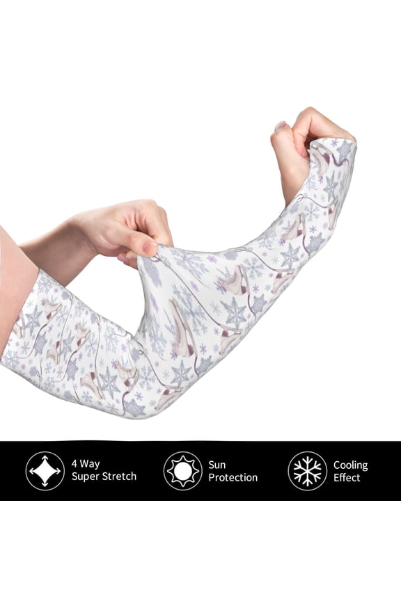 Elegant ice skates snowflakes for Adult Ice Silk Sun Protection Arm Sleeves, Moisture Wicking, UV Protection Outdoor Sports Arm Sleeves, Unisex