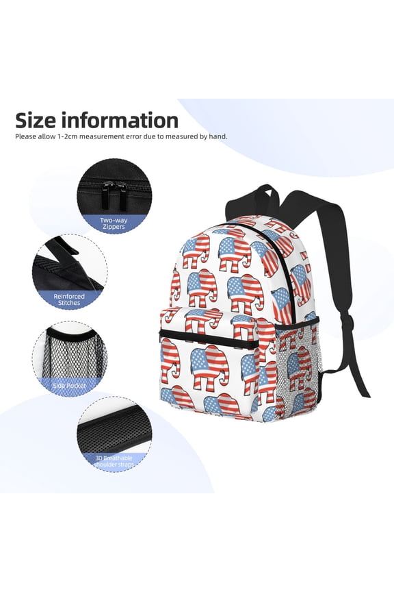 Elephant Print Backpack, Waterproof Backpack with Adjustable Shoulder Straps, Suitable for Campus, Business, Travel, Unisex