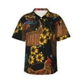 thumbnail image 1 of Gukieu Embroidery Chicken Rooster Print Men's Short-sleeved Shirts, Button-down Lapel Hawaiian Shirts, T-shirts, Beach Vacation Summer Casual Wear,X-Large, 1 of 7