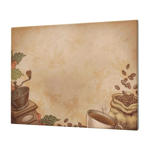 Gukieu Engraved Coffee On Kraft Paper Print Horizontal Canvas Decorative Painting 12x16 Inch Shrinkage Resistant Frame Hanging Home Wall Art Decor