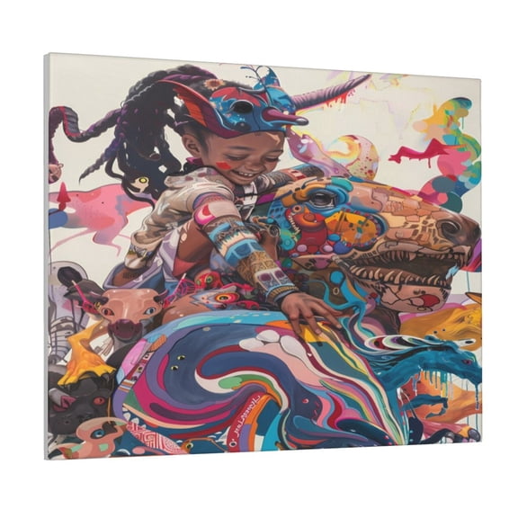 Gukieu Fantasy Colorful Beast Print Canvas Decorative Hanging Painting, Waterproof Art Wall Decoration with Frame, Suitable for Living Room, Bedroom