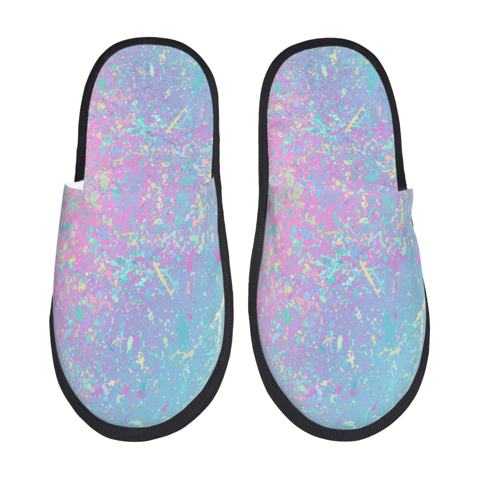 1 Pair Women'S Winter Flannel-Lined EVA Clogs, Casual Gradient Color Slippers with Butterfly and Flower Embellishments, Warm Indoor House Shoes with Positioning Printing