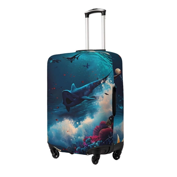 Gukieu Fantasy Underwater Adventure Print Suitcase Protective Cover, Elastic Zipper Buckle Suitcase Protective Cover, Suitable for Travel, Business Trip-Large