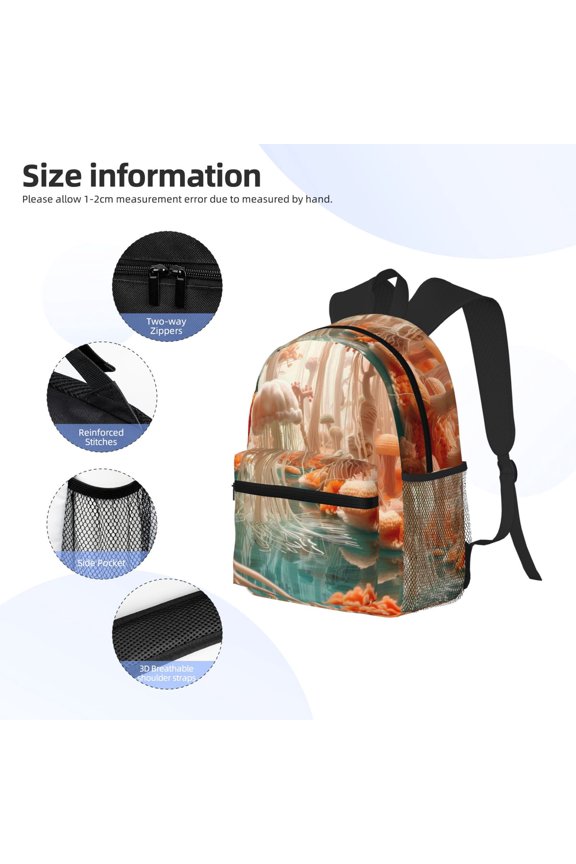 Fantasy Underwater Jellyfish Print Backpack, Waterproof Backpack with Adjustable Shoulder Straps, Suitable for Campus, Business, Travel, Unisex