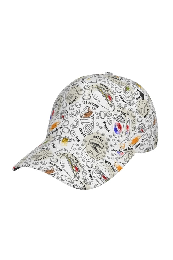 Fastfood 2 Prin Baseball Cap, Adjustable Sweat-wicking Daily,Travel, Sports Cap, Unisex