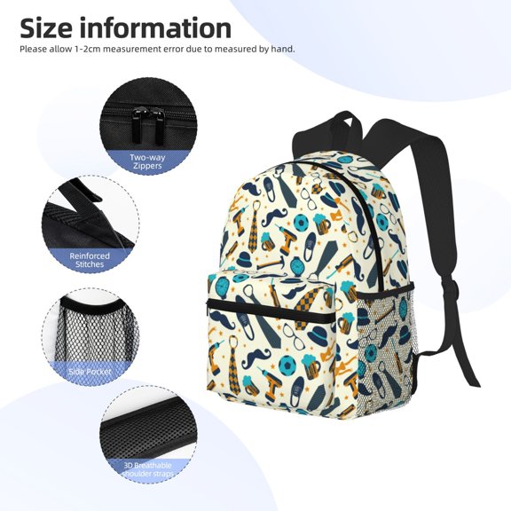 Gukieu Fathers day Print Backpack, Waterproof Backpack with Adjustable Shoulder Straps, Suitable for Campus, Business, Travel, Unisex
