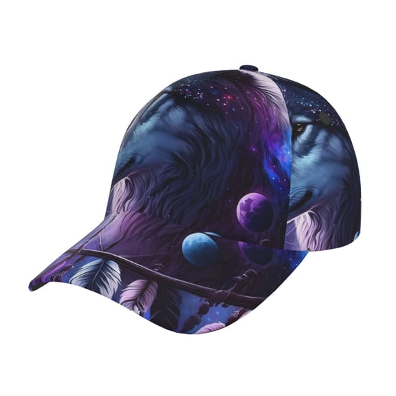 Gukieu Feathered Wolf Prin Baseball Cap, Adjustable Sweat-wicking Daily,Travel, Sports Cap, Unisex