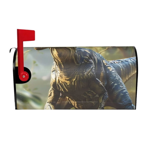 Gukieu Ferocious Dinosaur Print Magnetic Mailbox Cover, Sun-proof and Waterproof Home Yard Mailbox Cover-21x18 in
