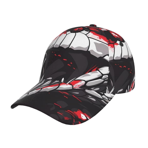 Gukieu Fierce Red Viper Graphic Art Prin Baseball Cap, Adjustable Sweat-wicking Daily,Travel, Sports Cap, Unisex