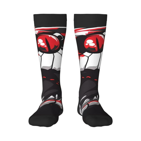 Gukieu Fierce Red Viper Graphic Art Print Contrast Color Stockings, Elastic Sports Socks Warm Socks Clothing Accessories, Adult Unisex