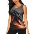 thumbnail image 1 of Gukieu Fiery Black Dragon Attack Print Women's Quick-drying Fitness Vest, Round Neck Sleeveless Fitness T-shirt, Suitable for Yoga, Sports-XX-Large, 1 of 7