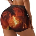 thumbnail image 1 of Gukieu Fiery Dragons Castle Attack Print Women's Sports Shorts, Elastic Waist High Stretch Running Yoga Gym Sweatpants-Medium, 1 of 8
