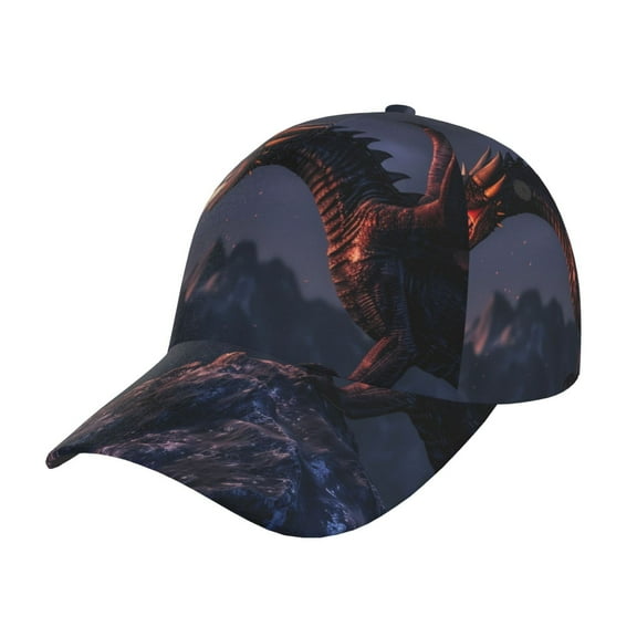 Gukieu Fire Breathing Dragon Twilight Prin Baseball Cap, Adjustable Sweat-wicking Daily,Travel, Sports Cap, Unisex