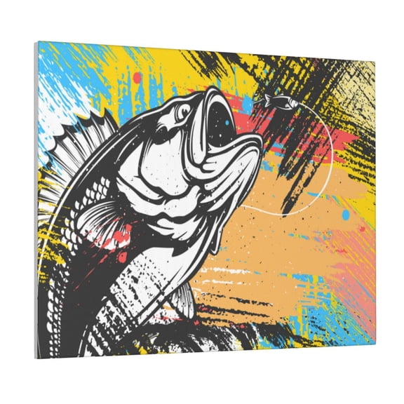 Gukieu Fishing Bass Print Canvas Decorative Hanging Painting, Waterproof Art Wall Decoration with Frame, Suitable for Living Room, Bedroom