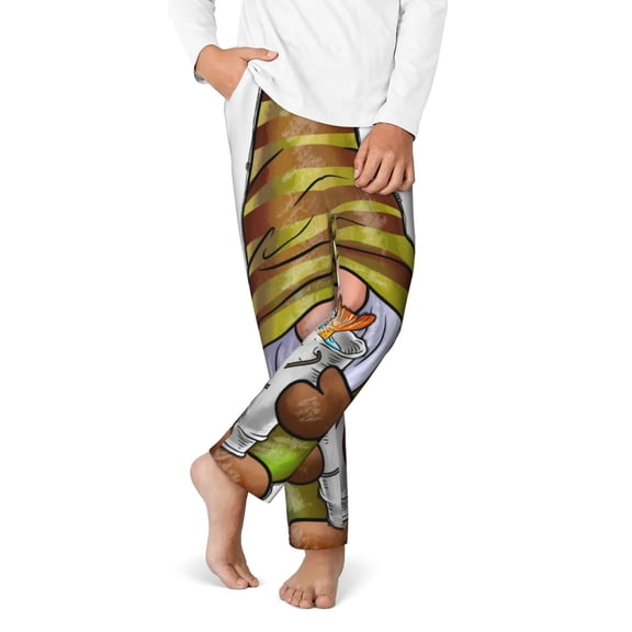 Gukieu Fishing Gnome Fisherman Print Youth Home Trousers, Elastic Waistband with Pockets for Home and Outing, Suitable for Children Aged 5-16-XS(5-6)
