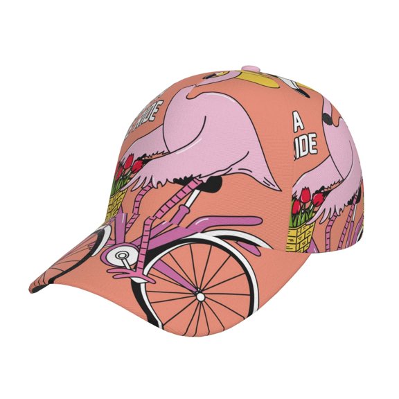 Gukieu Flamingo Riding a Bicycle Prin Baseball Cap, Adjustable Sweat-wicking Daily,Travel, Sports Cap, Unisex