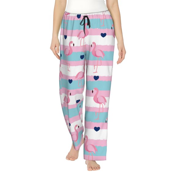 Gukieu Flamingo1 Print Women's Home Trousers, with Pockets and Drawstring Pajamas, Home Pajamas, Sleepwear-X-Large