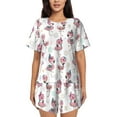 thumbnail image 1 of Gukieu Flamingos Tribal Print Women's Short-sleeved Pajama Set, Round Neck Button Top Elastic Shorts 2-piece Set, Summer Home Leisure Clothing-3X-Large, 1 of 6