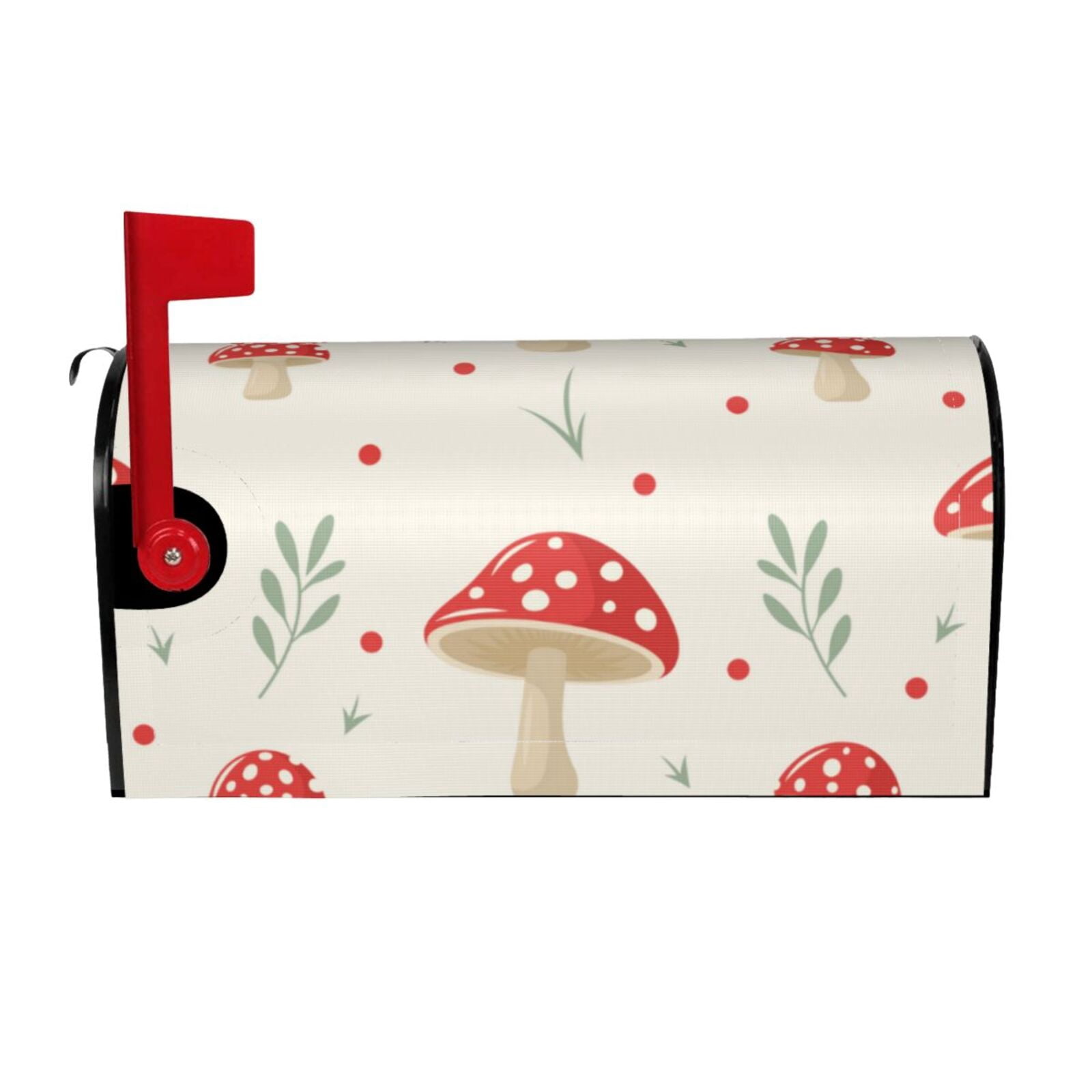 Gukieu Flat Mushrooms Print Magnetic Mailbox Cover, Sun-proof and Waterproof Home Yard Mailbox Cover-21x18 in