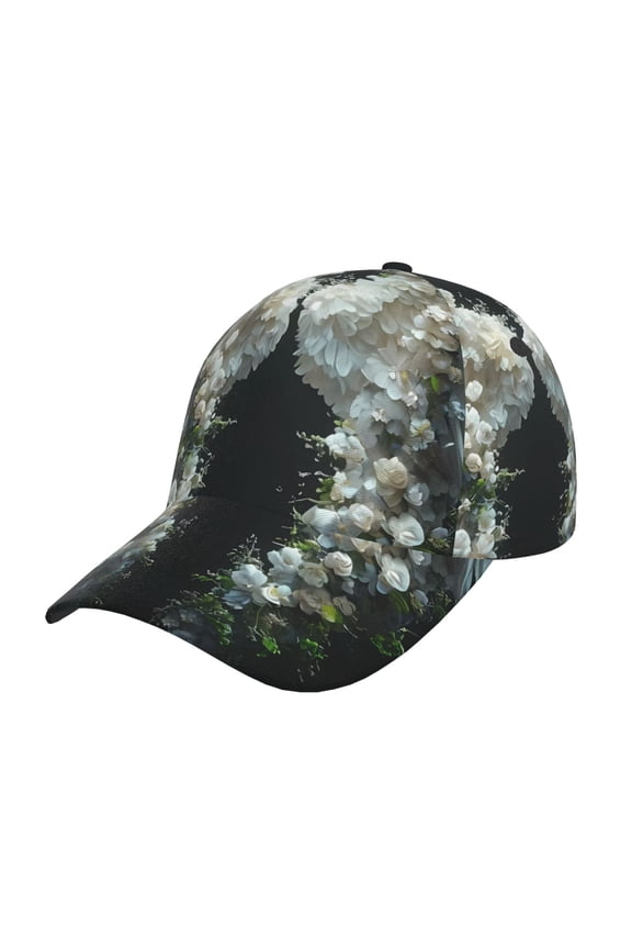 Floral Angelic White Wings Prin Baseball Cap, Adjustable Sweat-wicking Daily,Travel, Sports Cap, Unisex