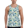 thumbnail image 1 of Gukieu Floral In Blue Print Men's Quick Dry Fitness Vest, Round Neck Sleeveless Fitness Bodybuilding Top-Small, 1 of 7