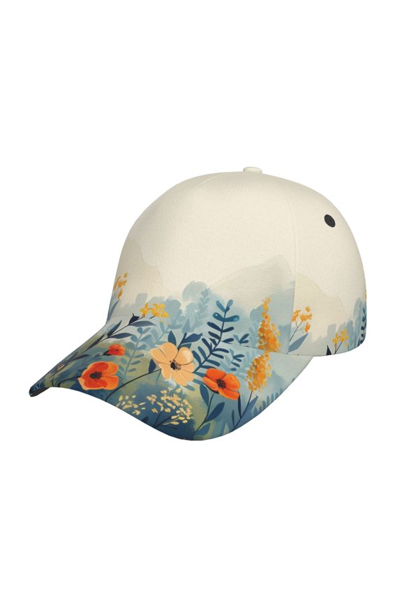 Floral Mountain Landscape Prin Baseball Cap, Adjustable Sweat-wicking Daily,Travel, Sports Cap, Unisex