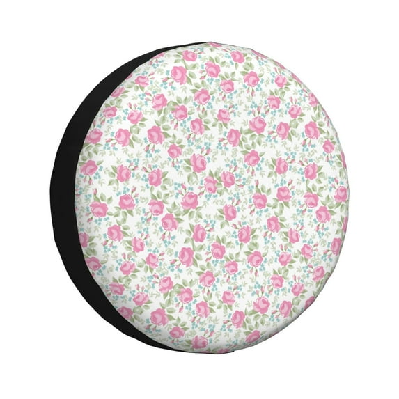 Gukieu Floral Print Car Tire Cover, Adjustable Waterproof and Dustproof Tire Protection Cover, Suitable for SUV, Truck, Van-17 inch