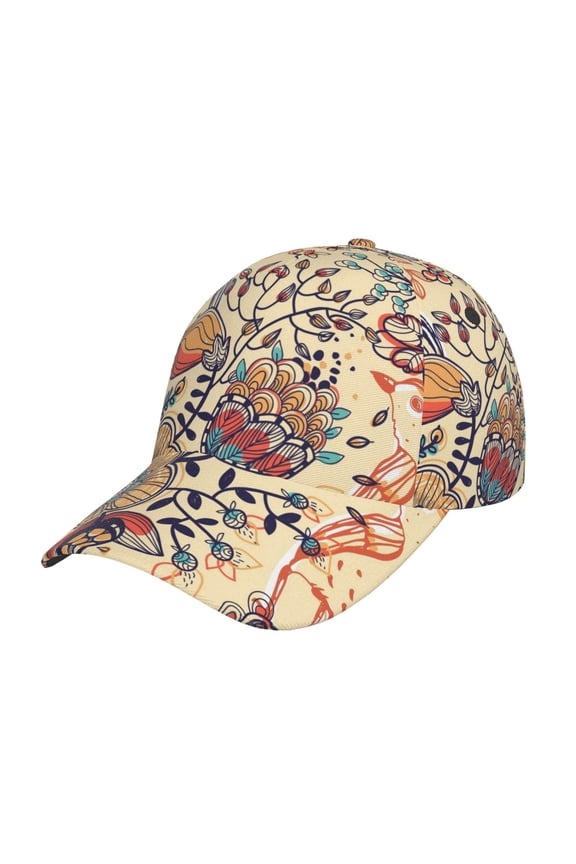 Floral With Birds And Fantasy Flowers Prin Baseball Cap, Adjustable Sweat-wicking Daily,Travel, Sports Cap, Unisex