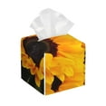 thumbnail image 1 of Gukieu Flower Bush Sunflower Print Leather Tissue Box, PVC Waterproof Velcro Opening and Closing Square Tissue Box Holder, Suitable for Home and Office Decoration, 1 of 7