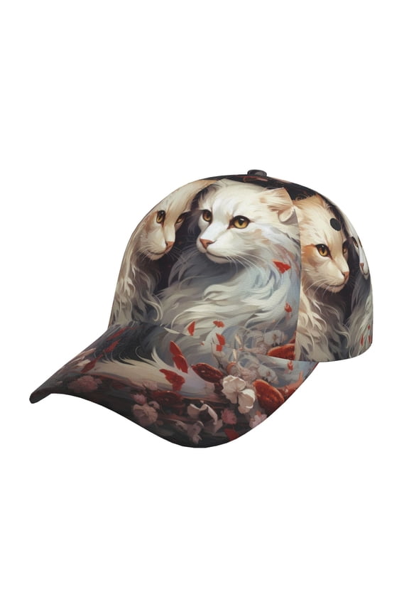 Flower Cat Couple Prin Baseball Cap, Adjustable Sweat-wicking Daily,Travel, Sports Cap, Unisex
