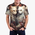 thumbnail image 1 of Gukieu Flower Cat Couple Print Men's Quick-drying POLO Shirt, Button-down Summer T-shirt, Suitable for Work and Outdoor Activities-X-Large, 1 of 6