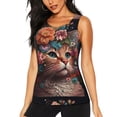 thumbnail image 1 of Gukieu Flower Crown Cat Print Women's Quick-drying Fitness Vest, Round Neck Sleeveless Fitness T-shirt, Suitable for Yoga, Sports-Medium, 1 of 7
