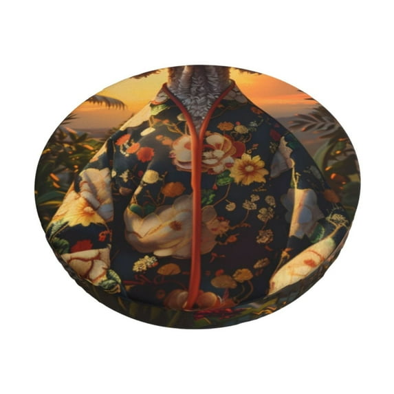 Gukieu Flower Field Poodle Print Round Chair Cover, Dust-proof and Non-slip Bar Chair Protective Cover, Suitable for Bars, Restaurants, Offices-12 inch