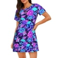 thumbnail image 1 of Gukieu Flower Happy Skull Print Women's Nightgown, A-line Round Neck Short-sleeved Nightgown Pajamas Home Wear Suitable for Home and Outing, 1 of 6